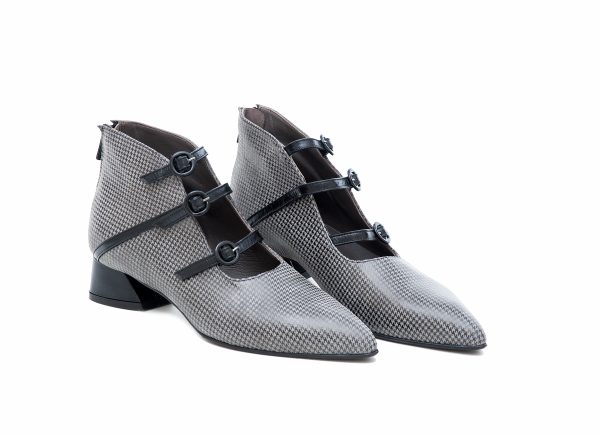 Δερμάτινα Ankle Boots  Art 40 Grey Piet de poule - ANKLE BOOTS FW