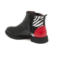 Δερμάτινα Μποτάκια art 6fw08 black red black & white zebra black bordeaux animal print, 37