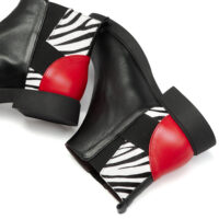 Δερμάτινα Μποτάκια art 6fw08 black red black & white zebra black bordeaux animal print, 37