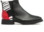 Δερμάτινα Μποτάκια art 6fw08 black red black & white zebra black bordeaux animal print, 37