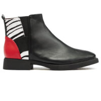 Δερμάτινα Μποτάκια art 6fw08 black red black & white zebra black bordeaux animal print, 37