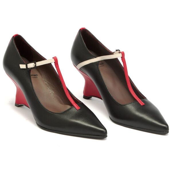 Δερμάτινες Γόβες art 6fw83 black red & ekru